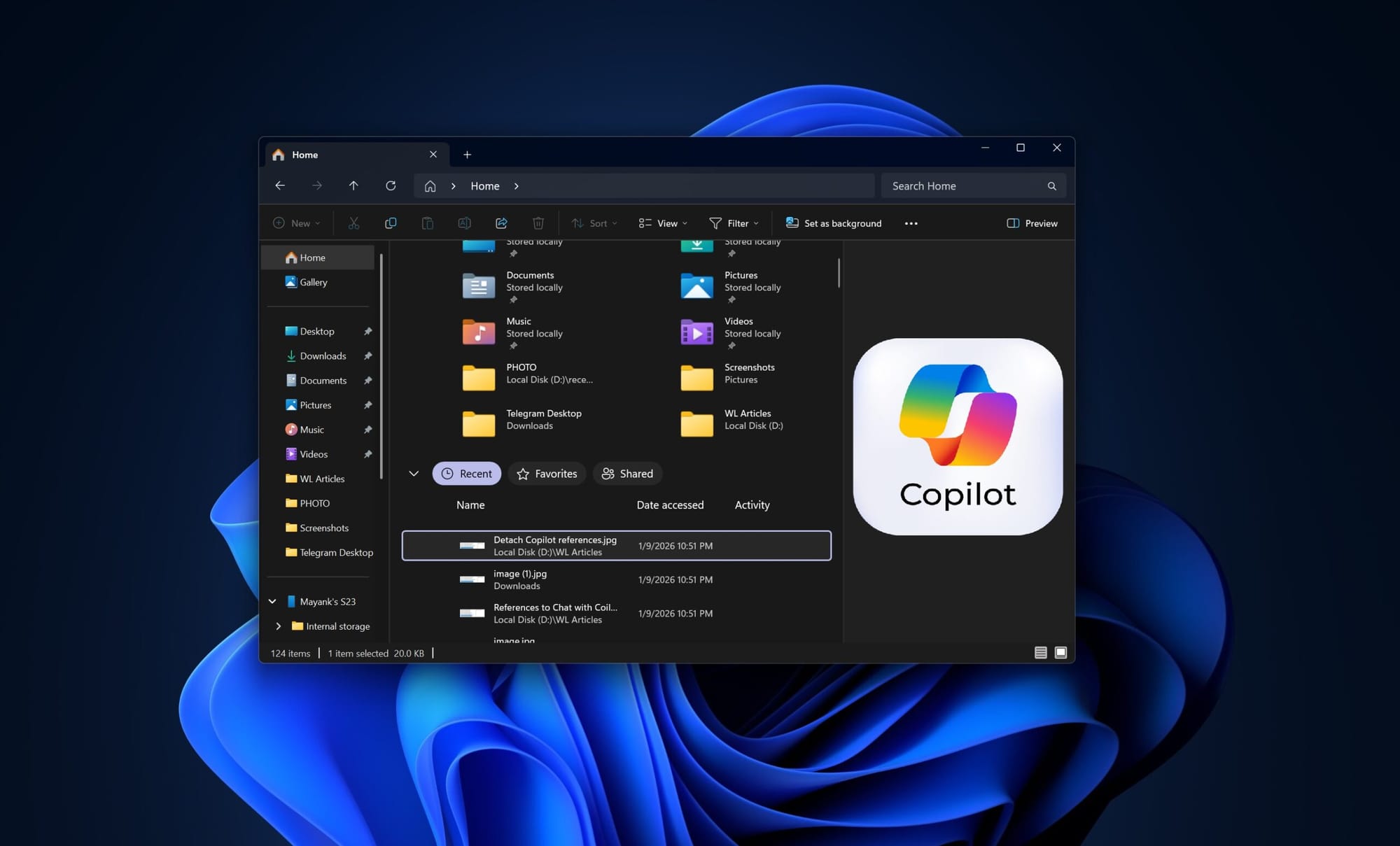 微软测试 Windows 11 文件资源管理器内置 Copilot 功能