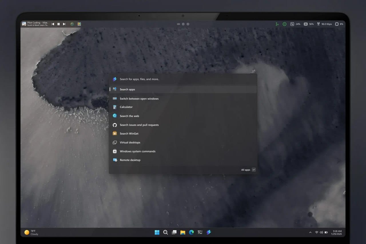 微软 PowerToys 拟为 Windows 11 引入顶部菜单栏功能