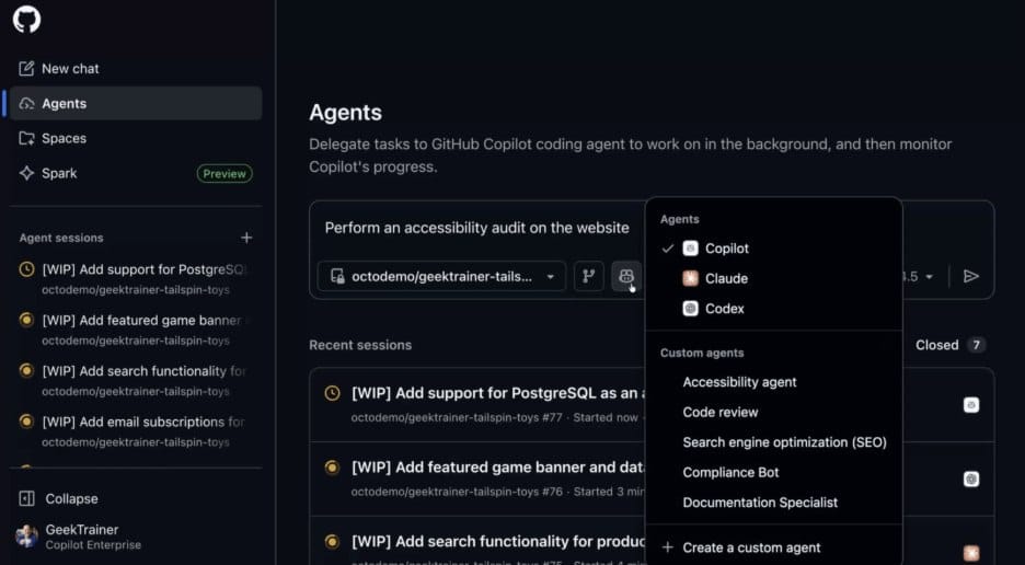 GitHub 集成 Claude 与 Codex AI 编程代理，支持多模型协同开发