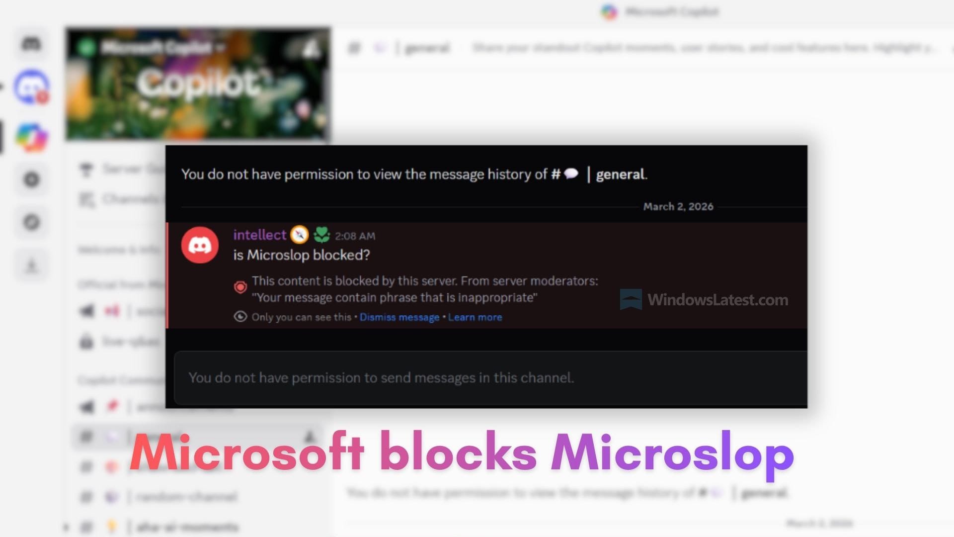 微软屏蔽贬义词 Microslop 引发反弹，官方 Copilot Discord 服务器被迫禁言锁定