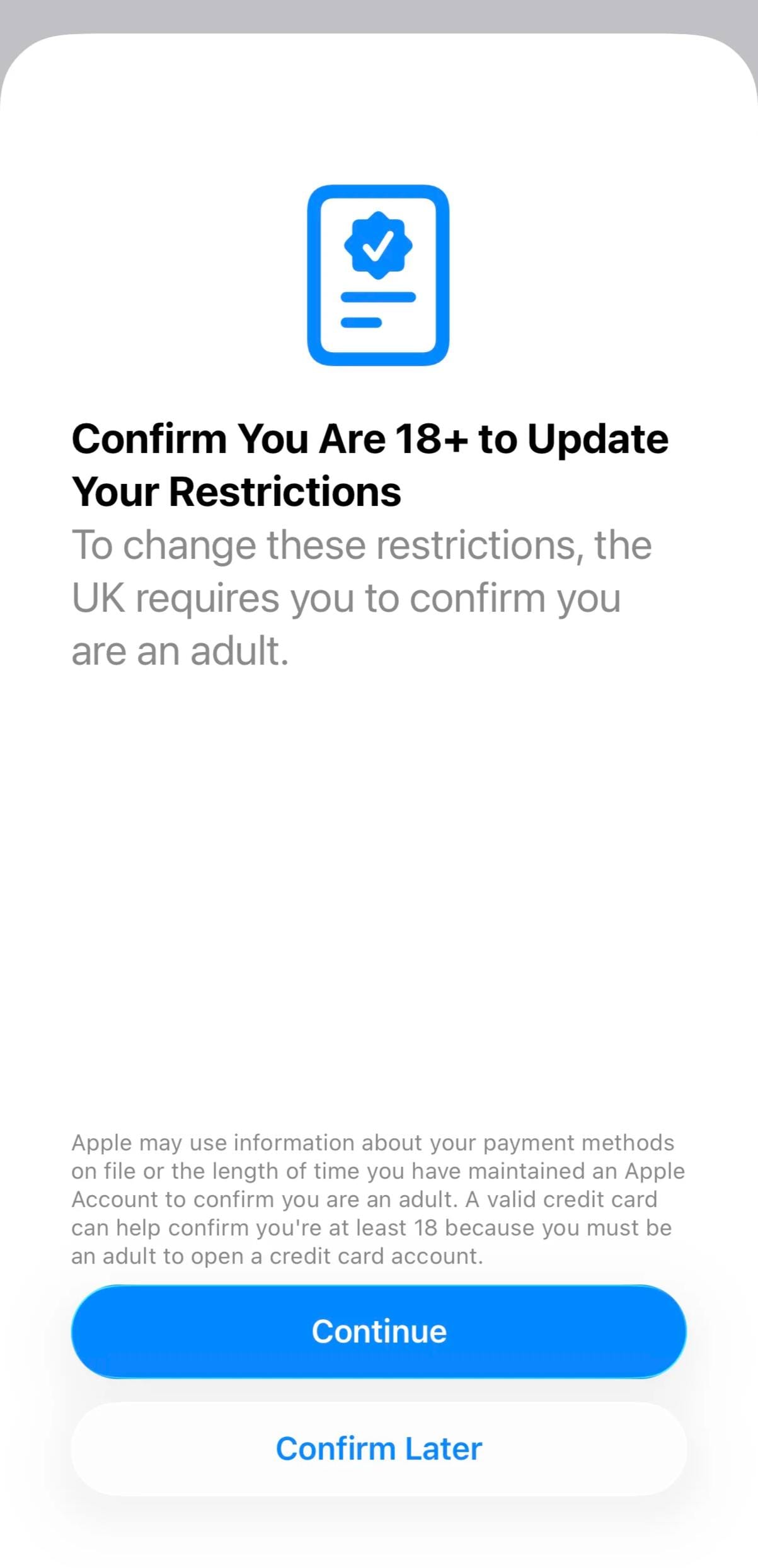 英国 iPhone 用户将被要求进行 18 岁年龄验证，未完成者部分服务受限