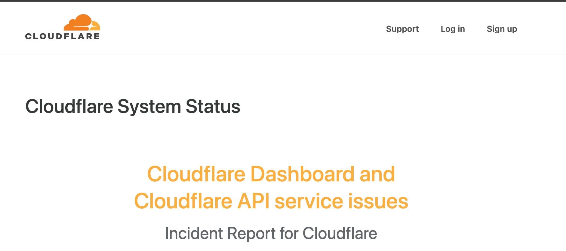 Cloudflare 面板和 API 已经持续故障半小时