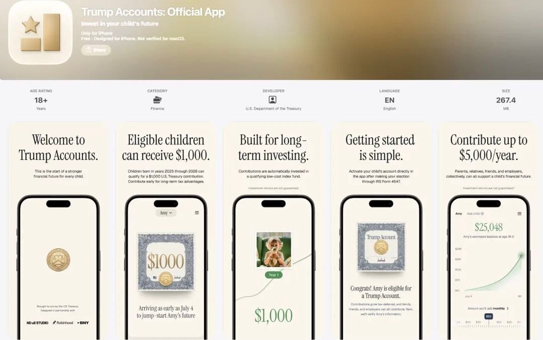 美国“特朗普账户”将向符合条件儿童存入启动资金