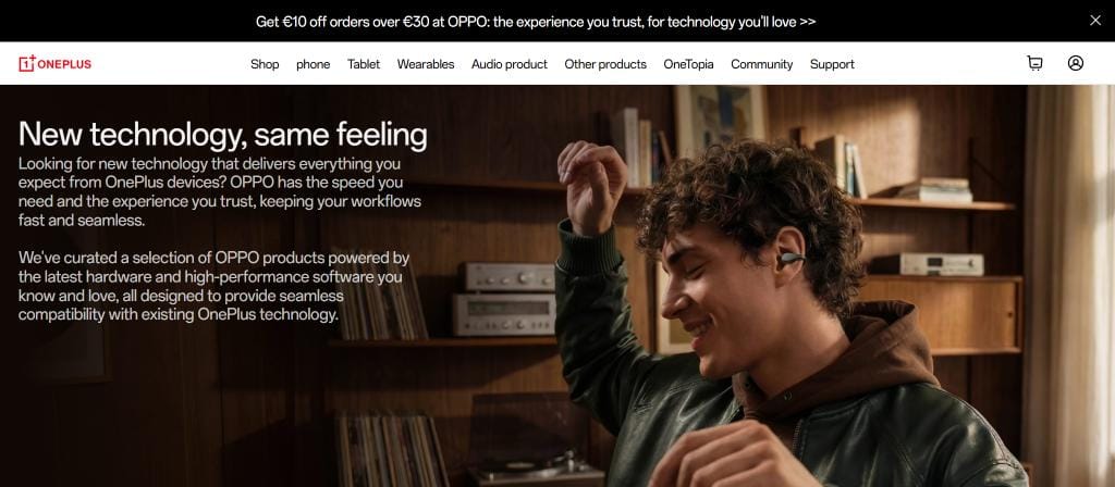 OnePlus 德法西官网挂横幅，引导用户转购 Oppo