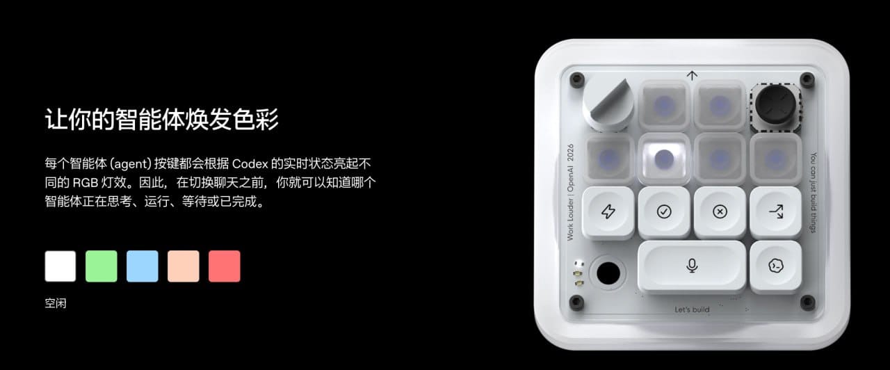 OpenAI 发售 Codex Micro 智能体键盘，配备 13 个机械按钮