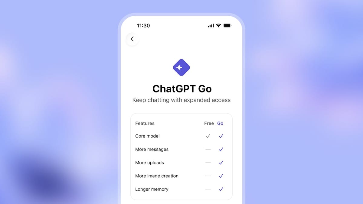 OpenAI 全球推出 ChatGPT Go 订阅计划，月费 8 美元起，并开始在免费版和 Go 订阅版中测试广告