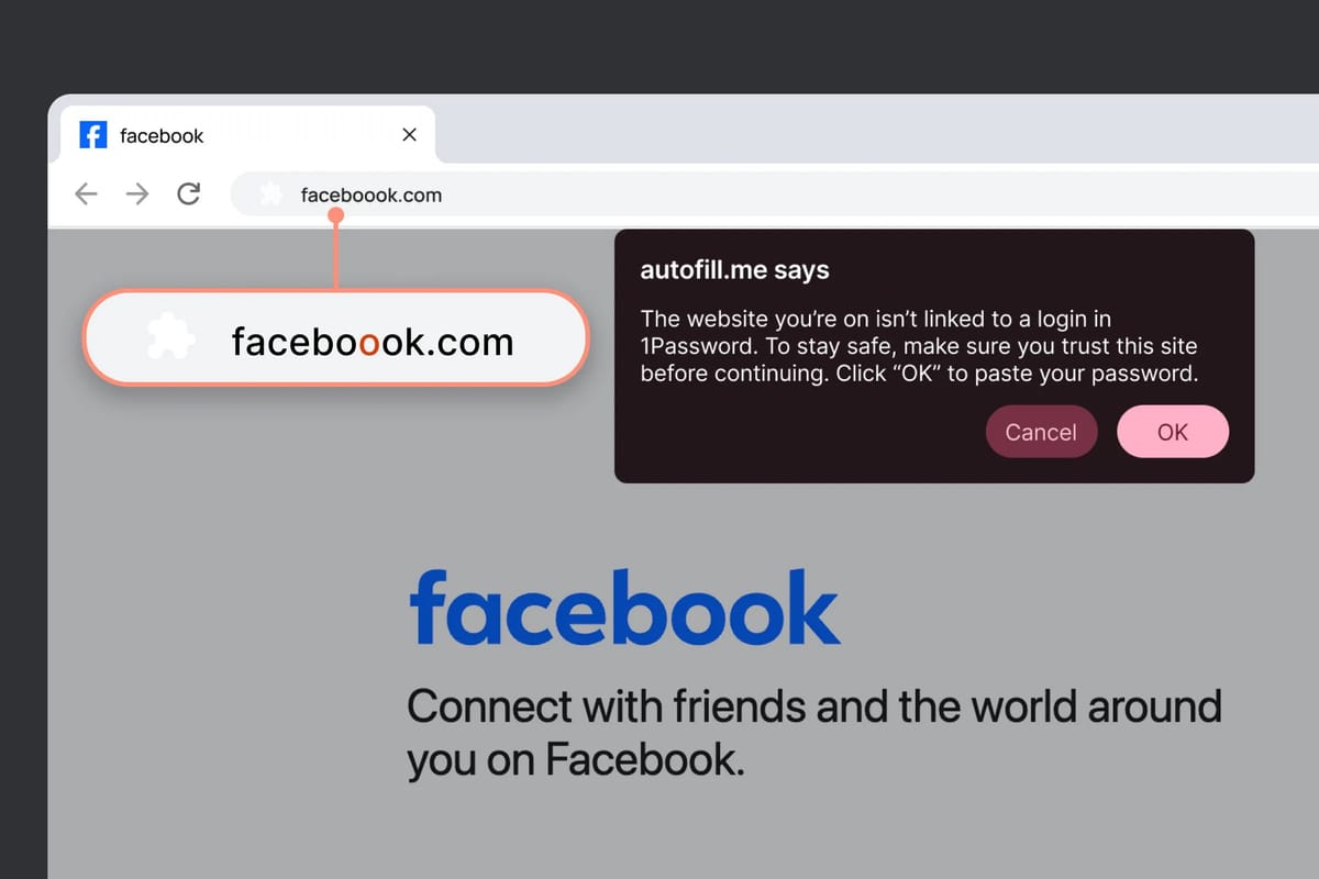 1Password 推出防钓鱼新功能，通过检测 URL 异常拦截凭据填充