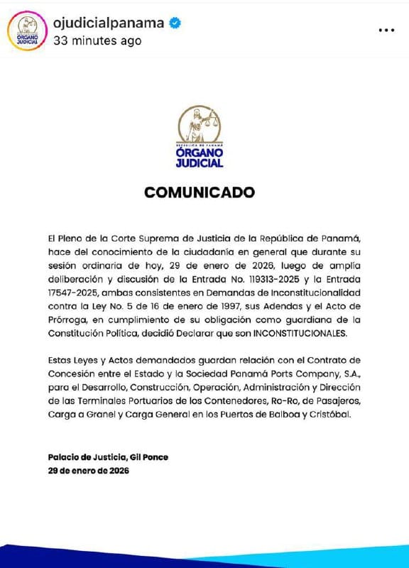 巴拿马最高法院裁定长和集团港口运营合约违宪