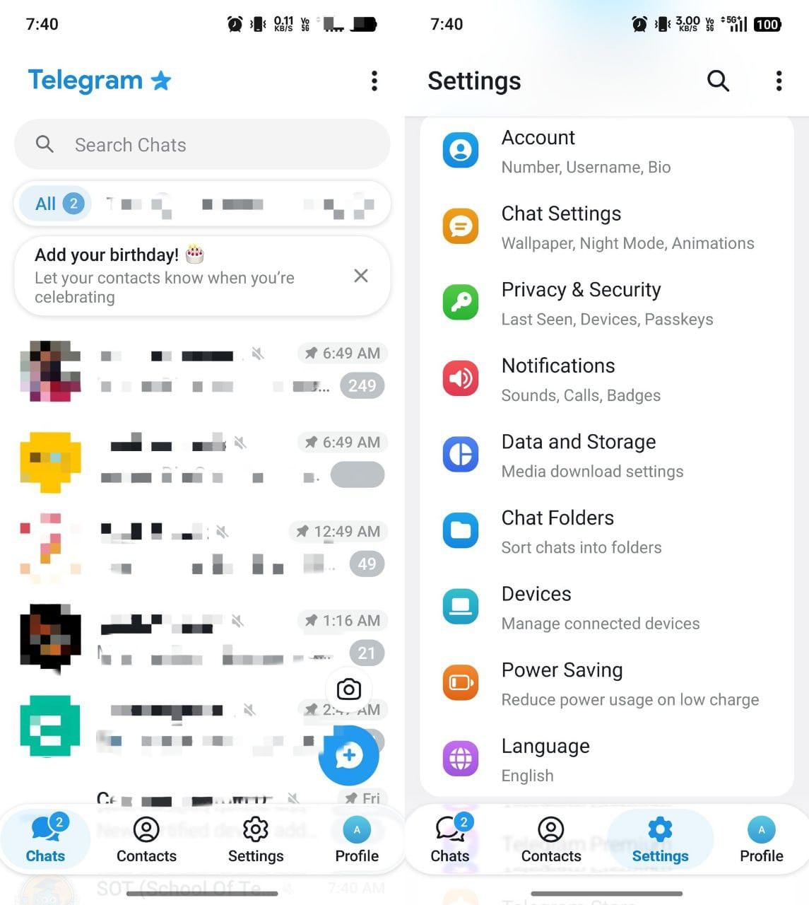 Telegram 安卓版拟更新 UI，12.4.0 版本引入圆角卡片与底部导航栏