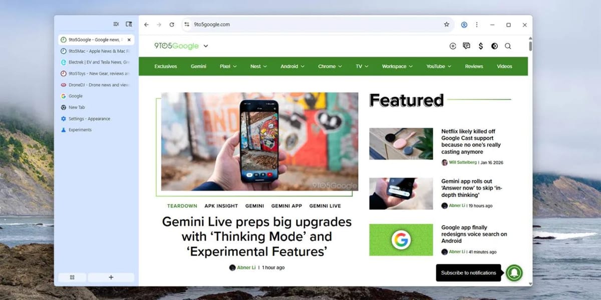 Chrome 146 稳定版开始推送 垂直标签页实验功能可用