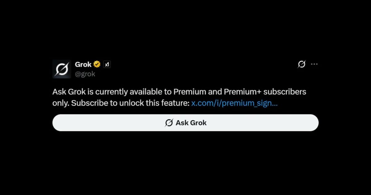 X 或已将 Ask Grok 互动功能设为付费订阅专享