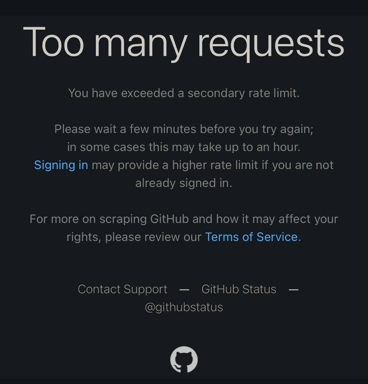 Github 对简体中文用户施加了特别的速率限制策略__