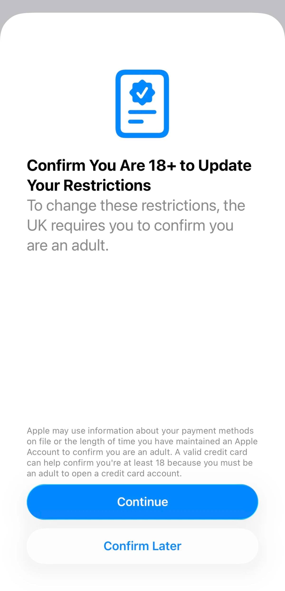 英国 iPhone 用户将被要求进行 18 岁年龄验证，未完成者部分服务受限