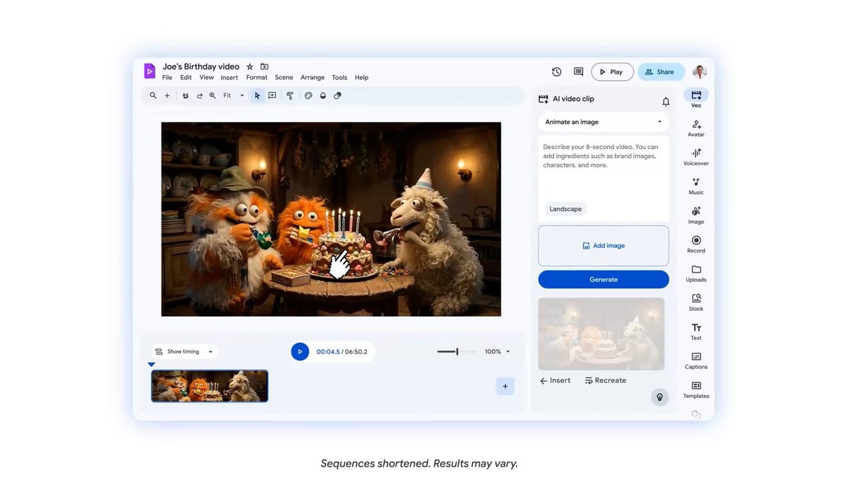 Google Vids 接入 Veo 3.1，普通用户可免费生成 AI 视频