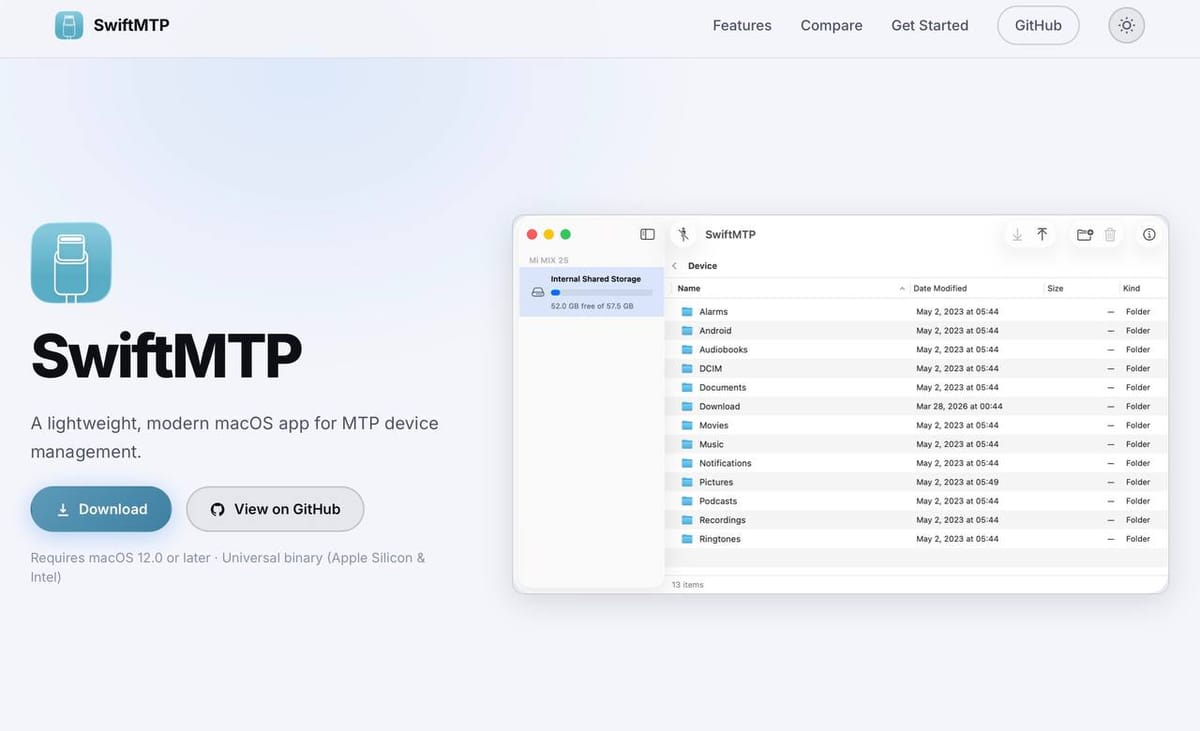 开源项目分享：SwiftMTP——一款 macOS 平台“安卓文件传输”的良好替代