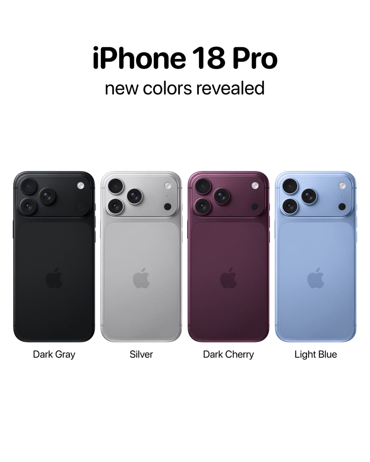 iPhone 18 Pro 曝光四款配色并微调设计