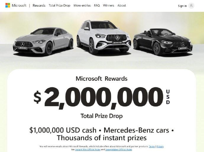 微软砸 200 万美元为 Edge 拉新：头奖 100 万美元现金 + 奔驰汽车