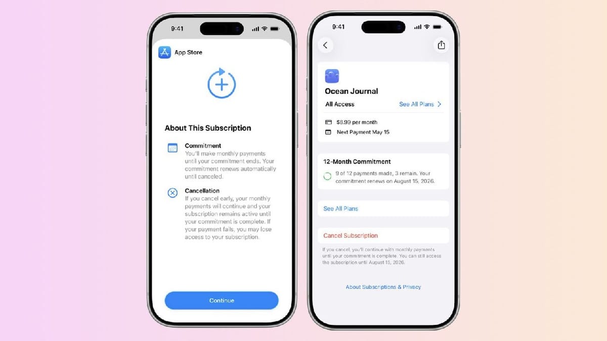 苹果推出 App Store 12 个月承诺制月付订阅选项