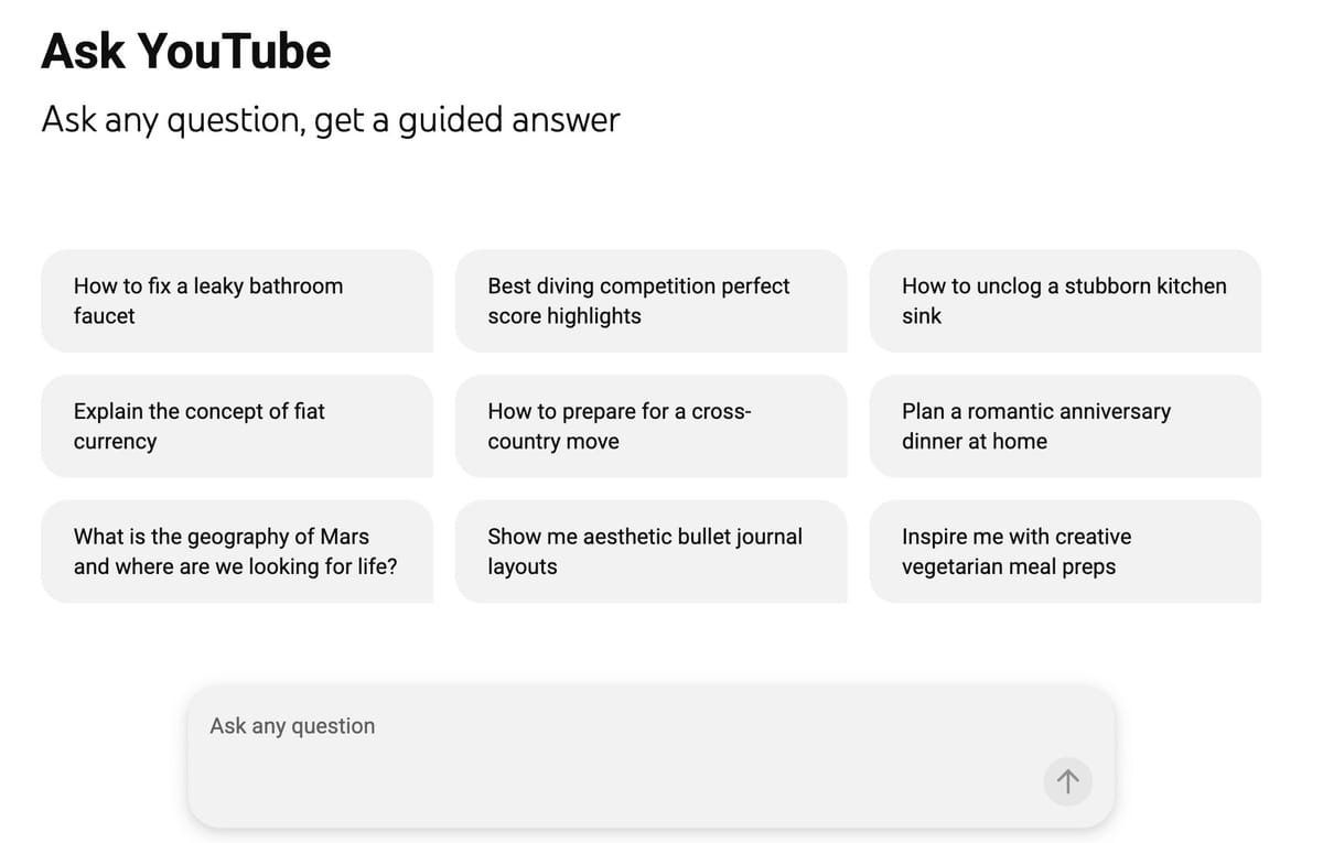 Google 测试 YouTube AI 对话式搜索功能 Ask YouTube