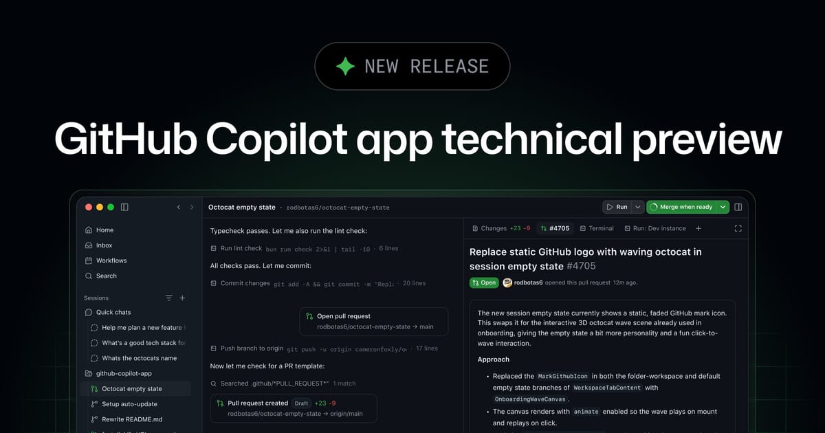GitHub Copilot 桌面应用开放技术预览